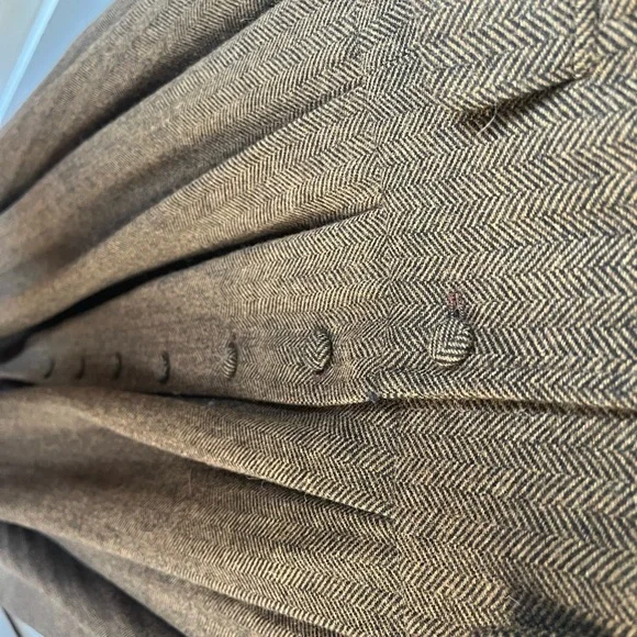 Women’s M/L Brown black handmade Herringbone Wool Sleeveless Button Dress - Picture 9 of 10